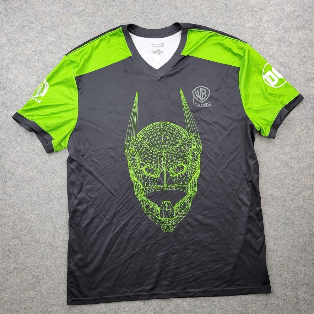 Injustice 2 Shirt Mens XL Black Green Short Sleeve Batman Graphic Jersey Top